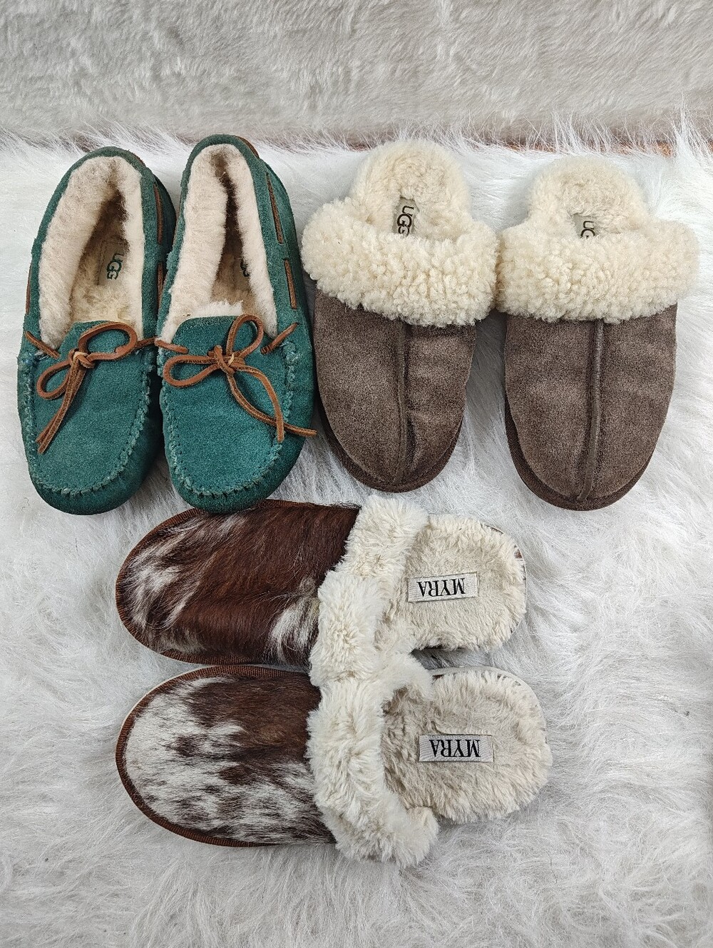 UGG Scuffette Suede Sheepskin + UGG Moccasins + Myra Slippers Bundles Women's 6